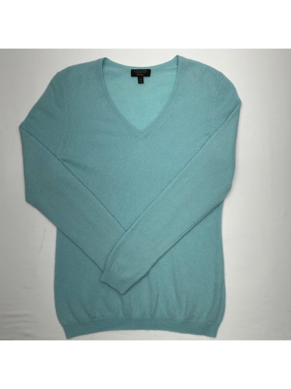 Charter Club Womens 100% Cashmere V-Neck Sweater Luxurious Blue Size L